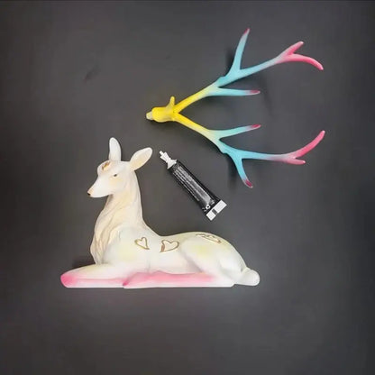 Elegant white and gold elk figurine living room deer sculpture