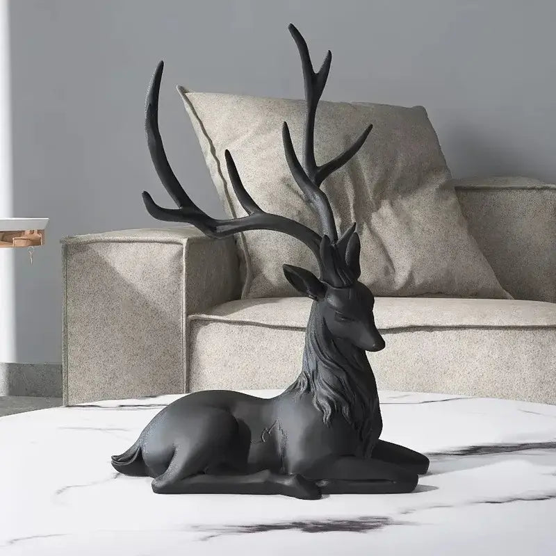 Elegant white and gold elk figurine living room deer sculpture