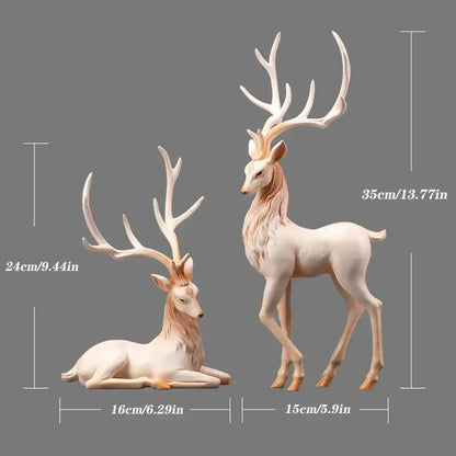 Elegant white and gold elk figurine living room deer sculpture