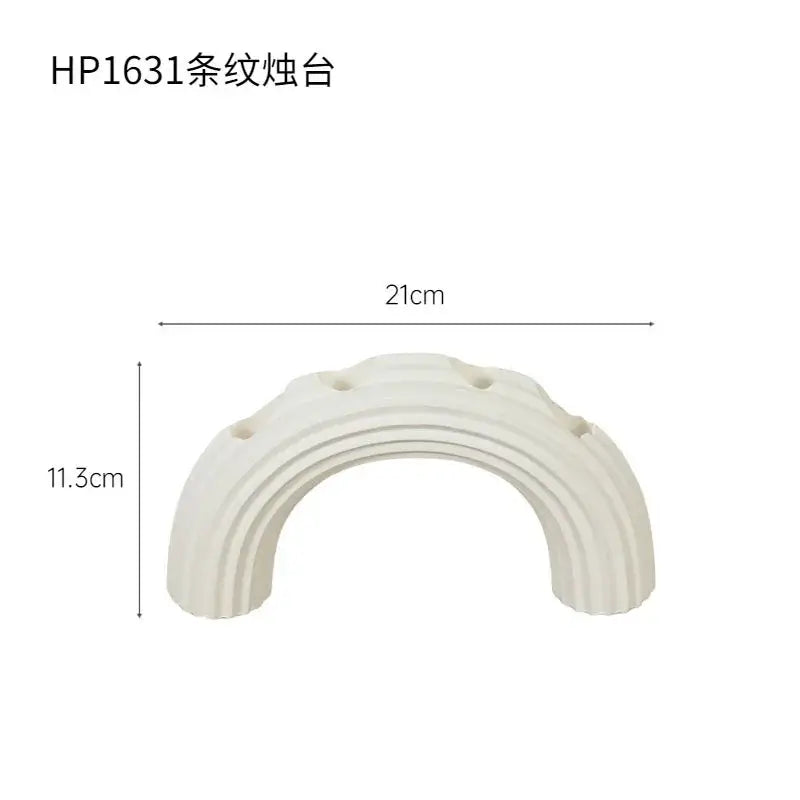 Elegant white ceramic candlestick holder dining room ribbed decor