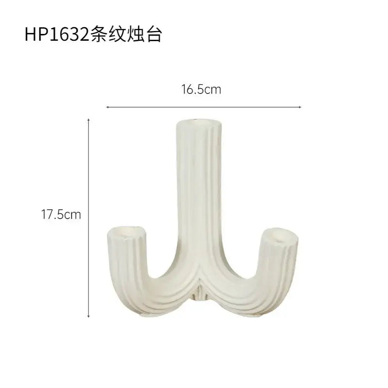 Elegant white ceramic candlestick holder dining room ribbed decor