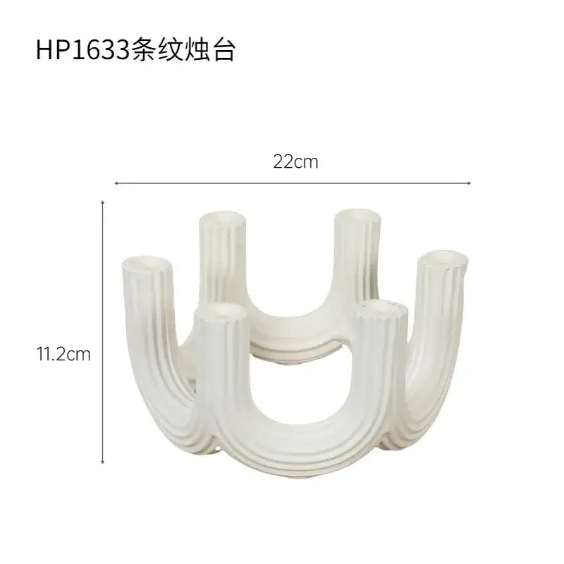 Elegant white ceramic candlestick holder dining room ribbed decor