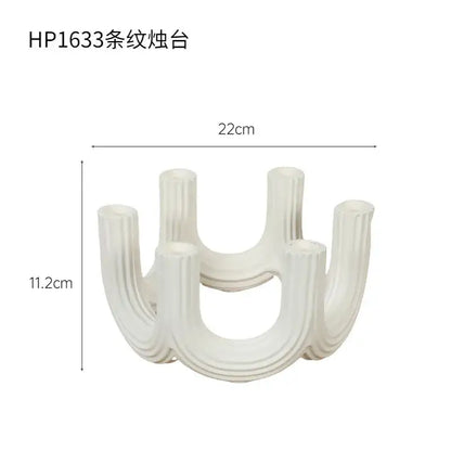 Elegant white ceramic candlestick holder dining room ribbed decor