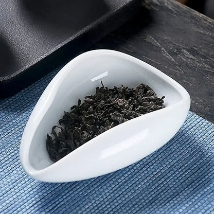 Elegant white ceramic dose trays and tea spoon set for kitchen