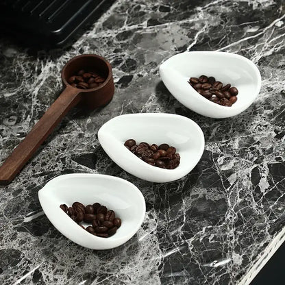 Elegant white ceramic dose trays and tea spoon set for kitchen