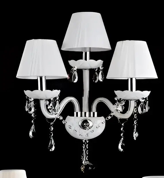 Elegant white crystal wall lamp bedroom double fabric shades