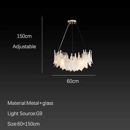 Elegant white feather cloud mist glass chandelier bedroom light