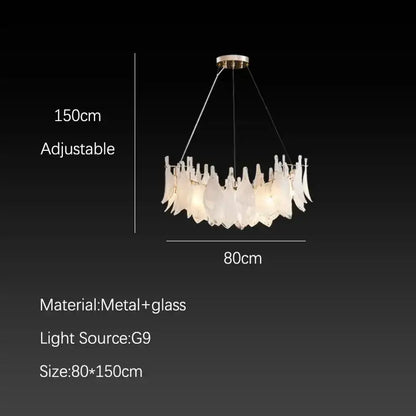 Elegant white feather cloud mist glass chandelier bedroom light