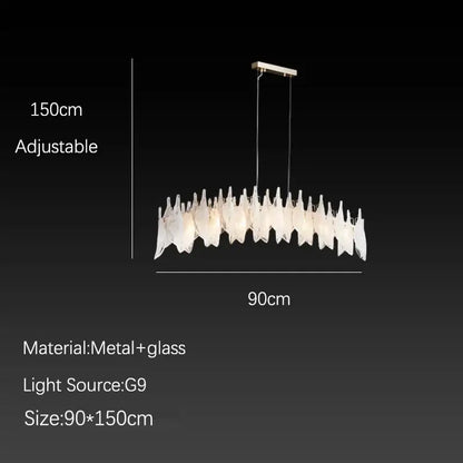 Elegant white feather cloud mist glass chandelier bedroom light