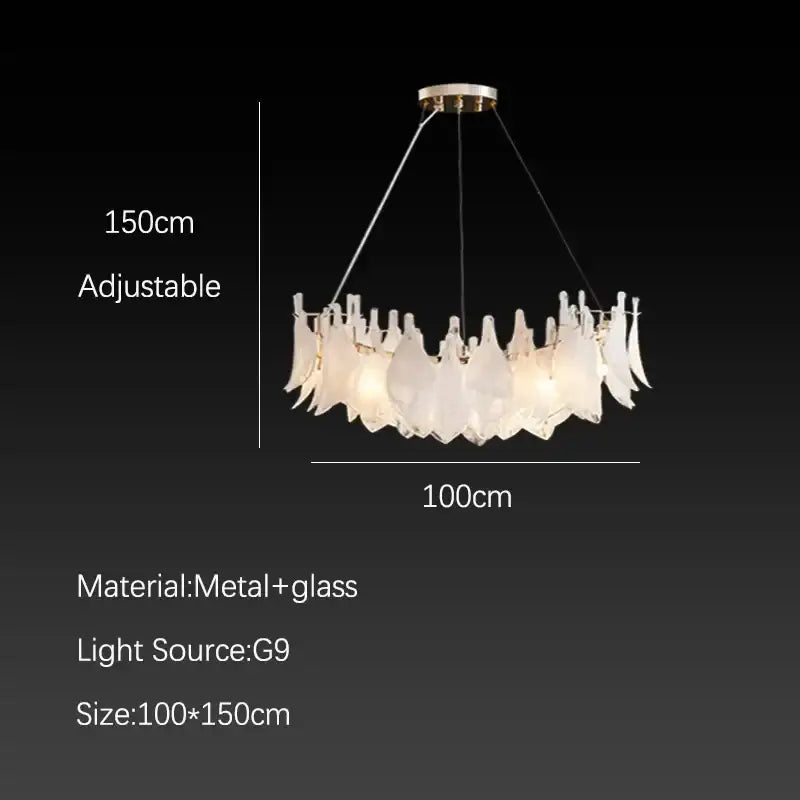 Elegant white feather cloud mist glass chandelier bedroom light