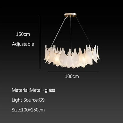 Elegant white feather cloud mist glass chandelier bedroom light