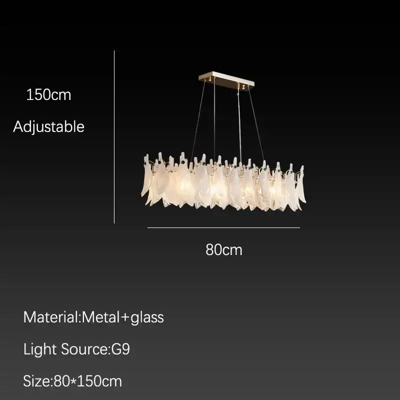 Elegant white feather cloud mist glass chandelier bedroom light