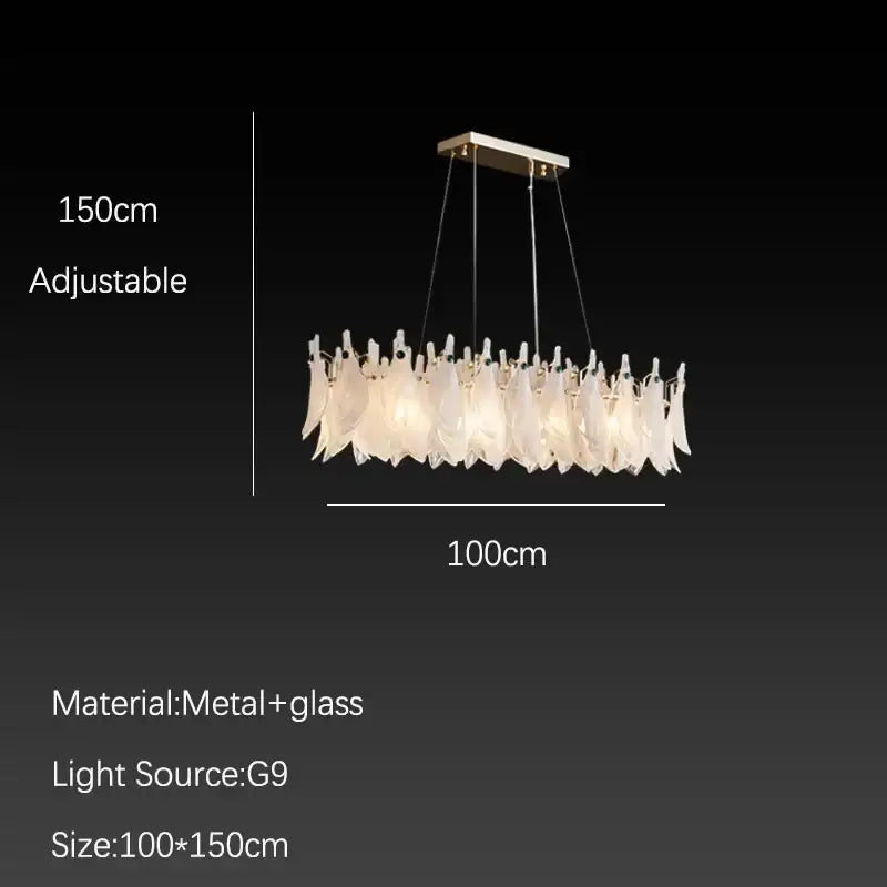 Elegant white feather cloud mist glass chandelier bedroom light