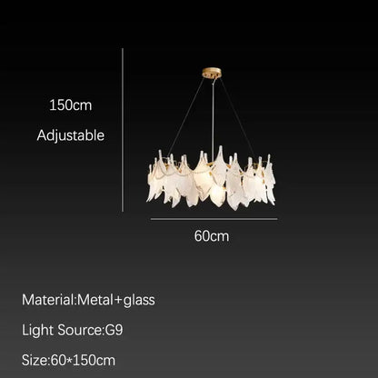 Elegant white feather cloud mist glass chandelier bedroom light