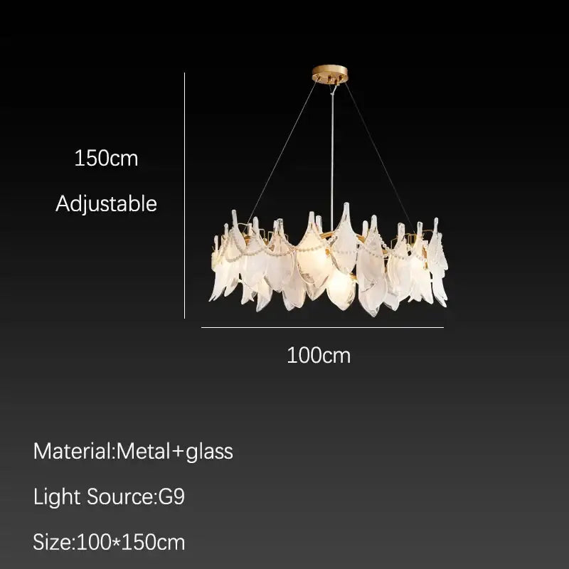 Elegant white feather cloud mist glass chandelier bedroom light