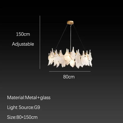 Elegant white feather cloud mist glass chandelier bedroom light
