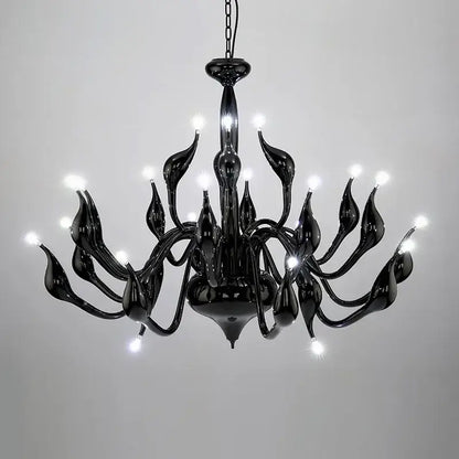 Elegant white glass iron swan pendant chandelier for living room