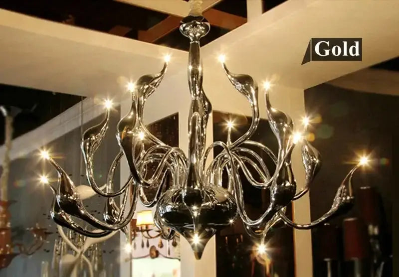 Elegant white glass iron swan pendant chandelier for living room