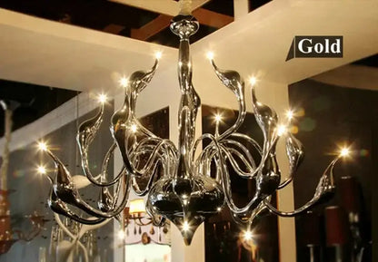 Elegant white glass iron swan pendant chandelier for living room