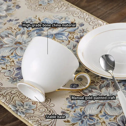 Elegant white & gold bone china coffee set dining room porcelain tea set
