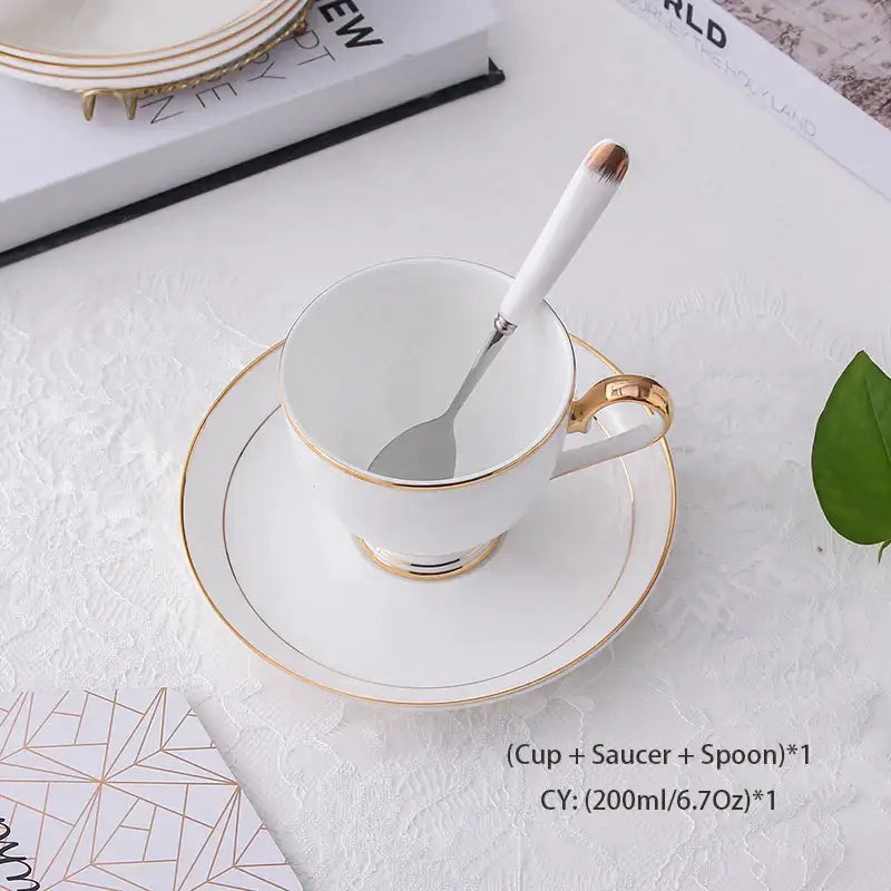 Elegant white & gold bone china coffee set dining room porcelain tea set