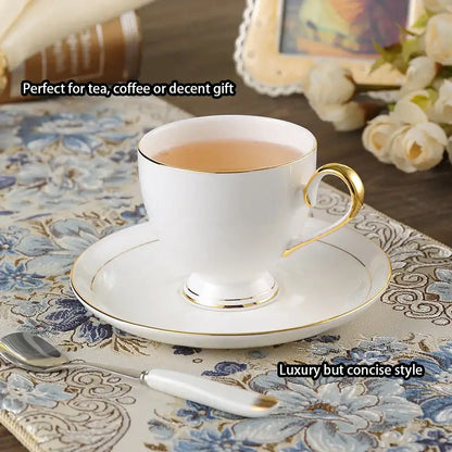 Elegant white & gold bone china coffee set dining room porcelain tea set