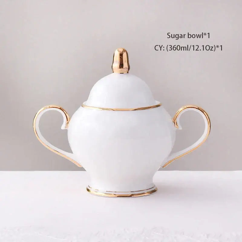 Elegant white & gold bone china coffee set dining room porcelain tea set