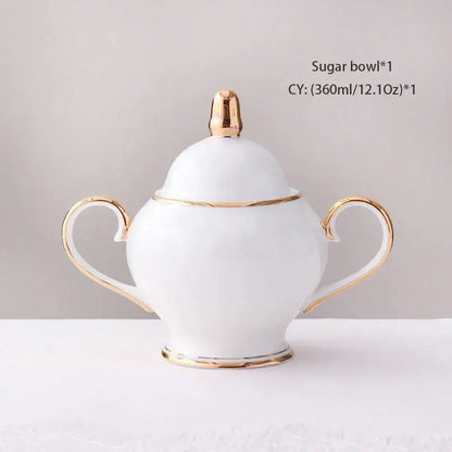 Elegant white & gold bone china coffee set dining room porcelain tea set