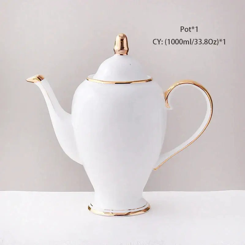 Elegant white & gold bone china coffee set dining room porcelain tea set