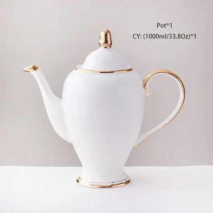 Elegant white & gold bone china coffee set dining room porcelain tea set