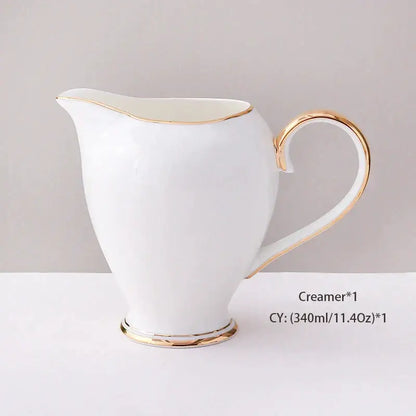 Elegant white & gold bone china coffee set dining room porcelain tea set