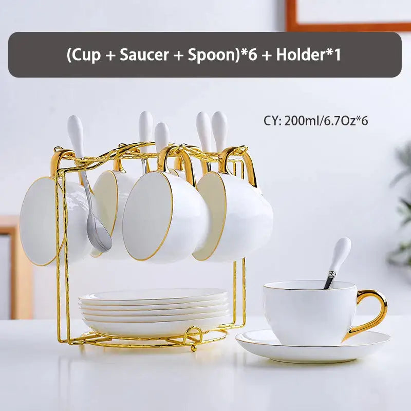 Elegant white & gold bone china tea set – dining room porcelain teapot