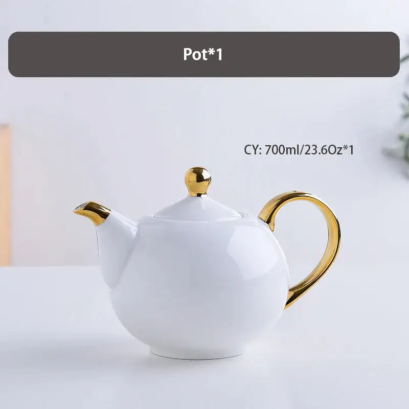 Elegant white & gold bone china tea set – dining room porcelain teapot