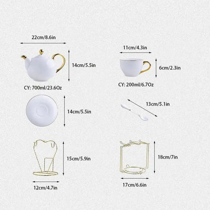 Elegant white & gold bone china tea set – dining room porcelain teapot