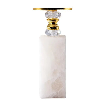 Elegant white & gold marble candle holder crystal dining room decor