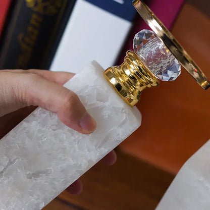 Elegant white & gold marble candle holder crystal dining room decor