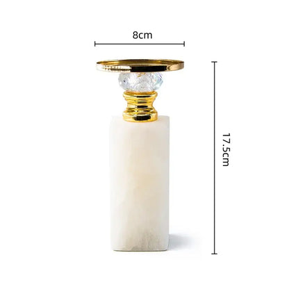 Elegant white & gold marble candle holder crystal dining room decor