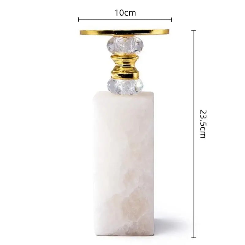 Elegant white & gold marble candle holder crystal dining room decor