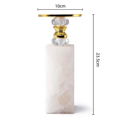 Elegant white & gold marble candle holder crystal dining room decor
