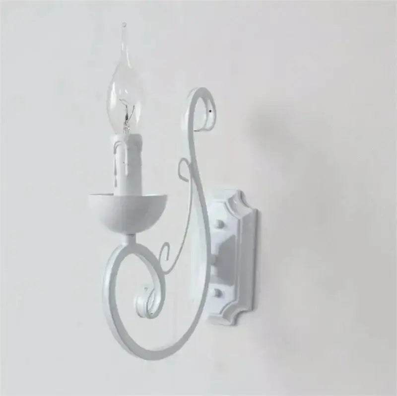 Elegant white iron wall lamp bedroom scrollwork sconce