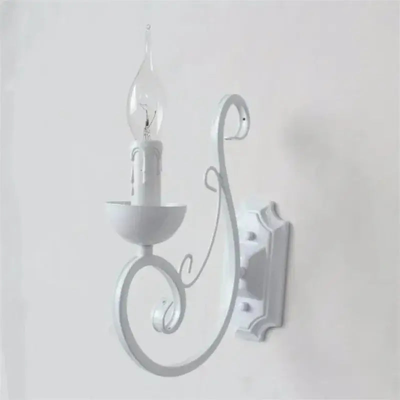 Elegant white iron wall lamp bedroom scrollwork sconce