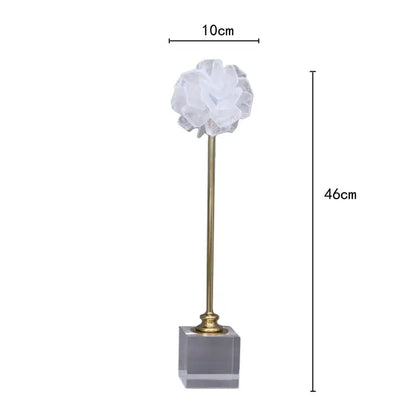 Elegant white organza flower glass craft hyalinite sculpture living room