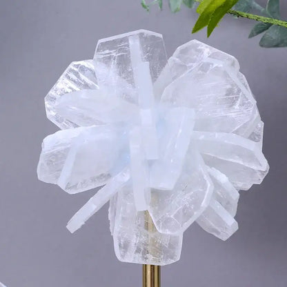 Elegant white organza flower glass craft hyalinite sculpture living room