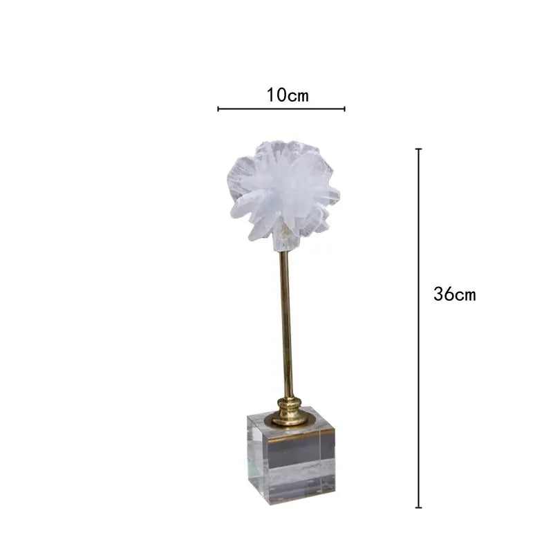 Elegant white organza flower glass craft hyalinite sculpture living room