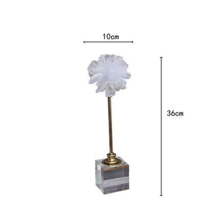 Elegant white organza flower glass craft hyalinite sculpture living room