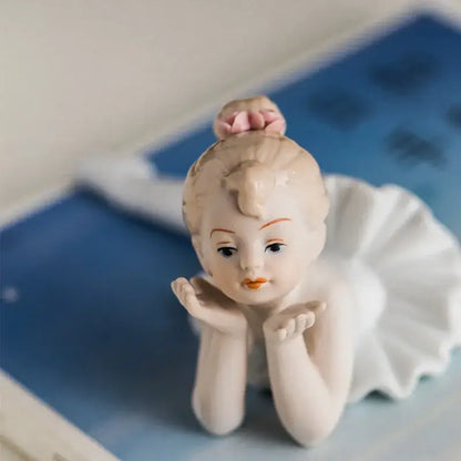 Elegant white porcelain ballet girl figurine set bedroom decor