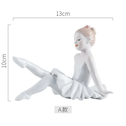 Elegant white porcelain ballet girl figurine set bedroom decor
