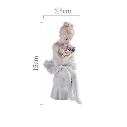 Elegant white porcelain ballet girl figurine set bedroom decor