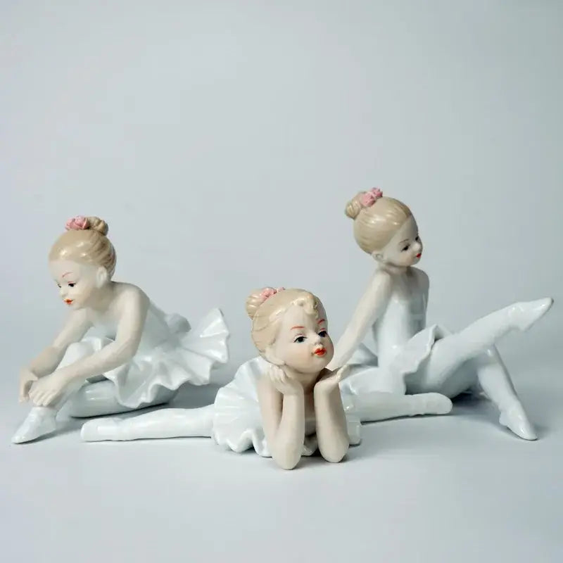 Elegant white porcelain ballet girl figurine set bedroom decor