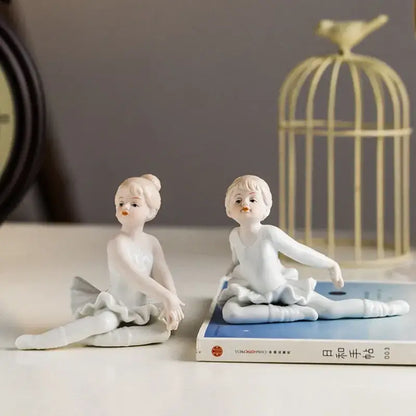 Elegant white porcelain ballet girl figurine set bedroom decor